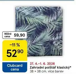 Tesco Zahradní polštář klasický, 38 x 38 cm, více barev nabídka