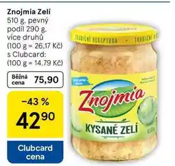 Tesco Znojmia Zelí, 510 g. pevný podíl 290 g nabídka