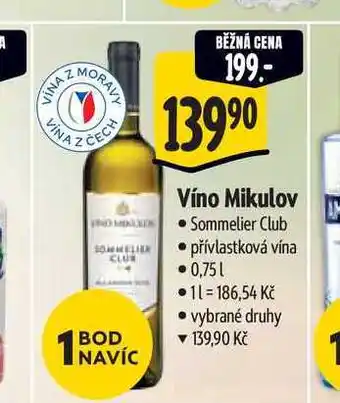 Albert Víno Mikulov Sommelier Club nabídka