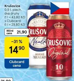 Tesco Krušovice, 0.5 l, plech nabídka
