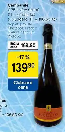 Tesco Campanile, 0.75 l, více druhů nabídka
