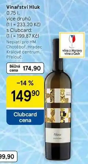 Tesco Vinařství Hluk, 0.75 l, více druhů nabídka