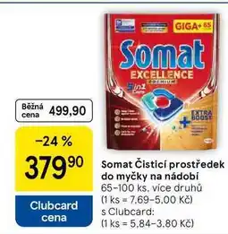 Tesco Somat Čisticí prostředek do myčky na nádobí, 65-100 ks, více druhů nabídka