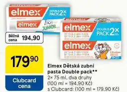 Tesco Elmex Dětská zubní pasta Double pack, 2x 75 ml, dva druhy nabídka