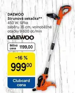 Tesco DAEWOO Strunová sekačka, 450 W. šířka záběru 35 cm, volnoběžné otáčky 9 600 ot/min nabídka