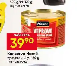 Hruška Konzerva Hamé vybrané druhy nabídka