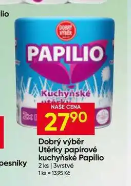 Hruška Dobrý výběr Utěrky papírové kuchyňské Papilio 2 ks 3vrstvé nabídka