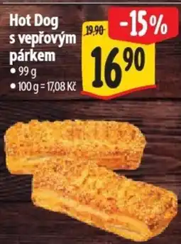 Albert Hot Dog s vepřovým párkem nabídka