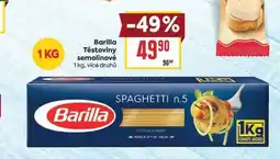 Billa Barilla Těstoviny semolinové nabídka