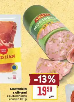 Billa Mortadela s olivami z pultu lahůdek cena za nabídka