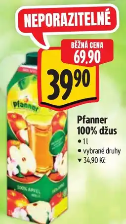 Albert Pfanner 100% džus nabídka