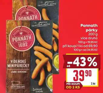 Billa Ponnath párky nabídka