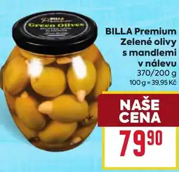 Billa BILLA Premium Zelené olivy s mandlemi v nálevu nabídka