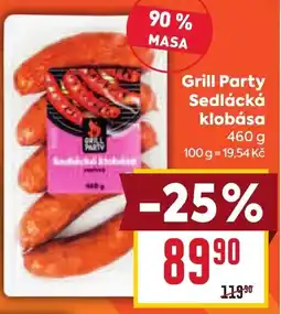 Billa Grill Party Sedlácká klobása nabídka