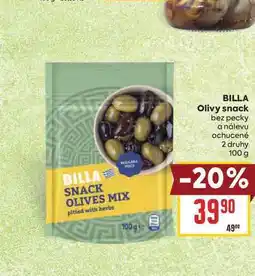 Billa BILLA Olivy snack bez pecky a nálevu ochucené 2 druhy nabídka