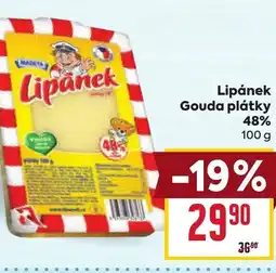 Billa Lipánek Gouda plátky 48% nabídka