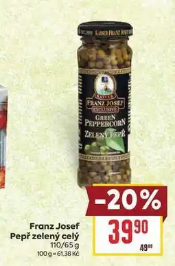 Billa Franz Josef Pepř zelený celý 110/65 g nabídka