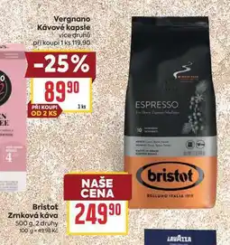 Billa Bristot Zrnková káva nabídka