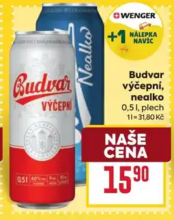 Billa Budvar výčepní, nealko nabídka