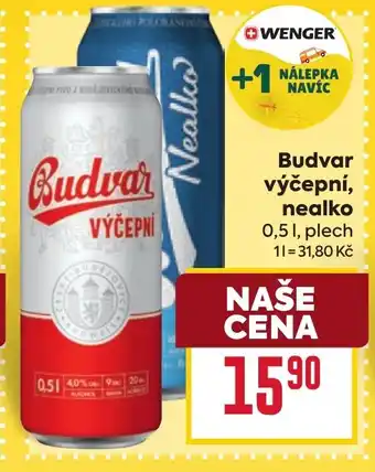 Billa Budvar výčepní, nealko nabídka