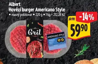 Albert ALBERT Hovězí burger americano style nabídka