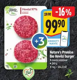 Albert NATURE'S PROMISE Bio hovězí burger nabídka