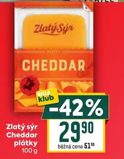 Billa Zlatý sýr Cheddar plátky nabídka