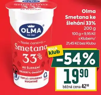 Billa Olma Smetana ke šlehání 33% nabídka