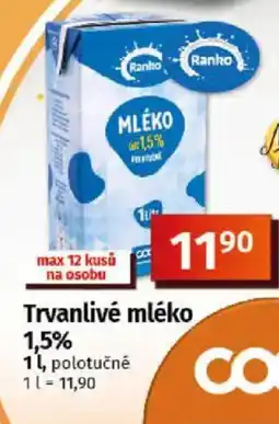 COOP TIP Trvanlivé mléko 1,5% nabídka