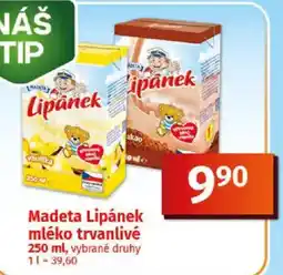COOP TIP Madeta Lipánek mléko trvanlivé nabídka