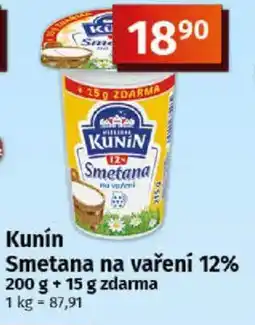 COOP TIP Kunín Smetana na vaření 12% nabídka