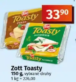 COOP TIP Zott Toasty nabídka