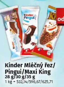COOP TIP Kinder Mléčný řez/ Pingui/Maxi King nabídka