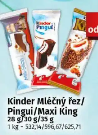 COOP TIP Kinder Mléčný řez/ Pingui/Maxi King nabídka