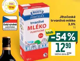 Billa Jihočeské Trvanlivé mléko 3,5% nabídka