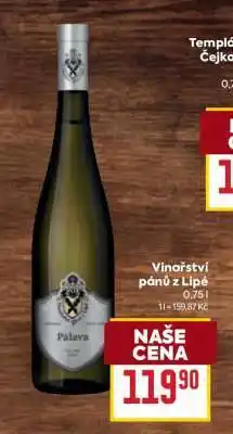Billa Vinařství Pánů z Lipé Pálava nabídka