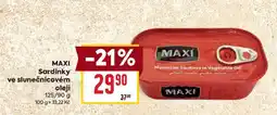 Billa MAXI Sardinky ve slunečnicovém oleji nabídka
