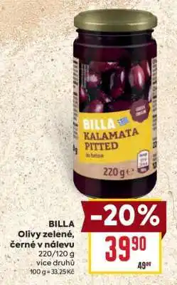 Billa BILLA Olivy zelené, černé v nálevu nabídka