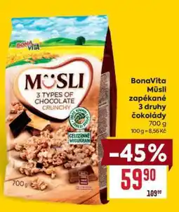 Billa BonaVita Müsli zapékané 3 druhy čokolády nabídka