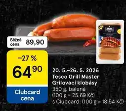 Tesco Tesco Grill Master Grilovací klobásy, 350 g, balená nabídka