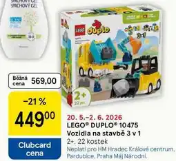 Tesco LEGO DUPLO 10475 Vozidla na stavbě, 3 v 1 2+. 22 kostek nabídka