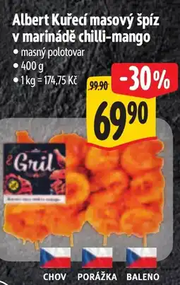 Albert Albert Kuřecí masový špíz v marinádě chilli-mango nabídka