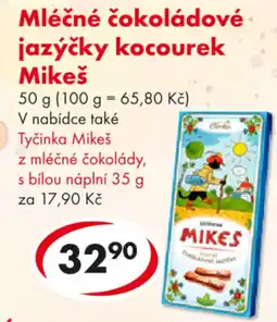 CBA Mléčné čokoládové jazýčky kocourek Mikeš nabídka
