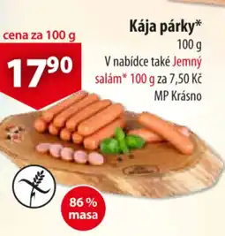 CBA Kája párky nabídka