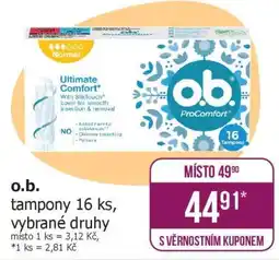 Teta o.b. tampony 16 ks, vybrané druhy nabídka