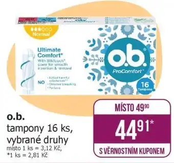 O.b. tampony 16 ks, vybrané druhy