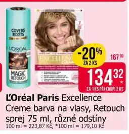 Teta L'Oréal Paris Excellence Creme barva na vlasy, Retouch sprej 75 ml nabídka