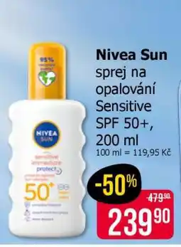 Teta Nivea Sun sprej na opalování Sensitive SPF 50+, 200 ml nabídka