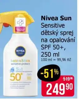 Teta Nivea Sun Sensitive dětský sprej na opalování SPF 50+, 250 ml nabídka
