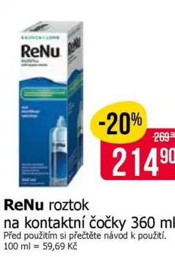 Teta ReNu roztok na kontaktní čočky 360 ml nabídka